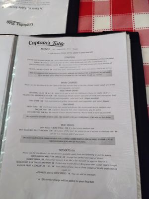 Menu at Captain's Table in Terceira