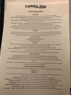 Brand new Vegan & Vegetarian Menu ((Oct 2018) at Captain's Table in Terceira