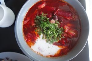 Beetroot soup with coconut cream  at Carrot Cafe in Koh Phangan