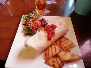 Delicious spicy wrap with jack fruit.  at The Tyne Bar in Newcastle Upon Tyne