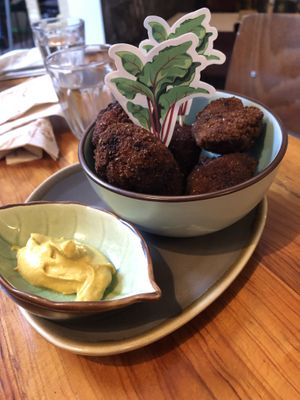 Bieterballen...made from 70% beetroot. A must-try! So so delicious and vegan at Nissa cafe in Hillegom