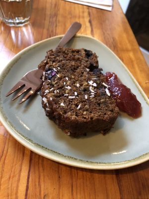 The owner makes this carrot and blueberry cake...also vegan  at Nissa cafe in Hillegom