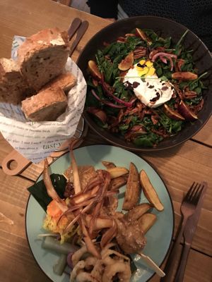 Vegan saté en bio  burrata salade... at Nissa cafe in Hillegom