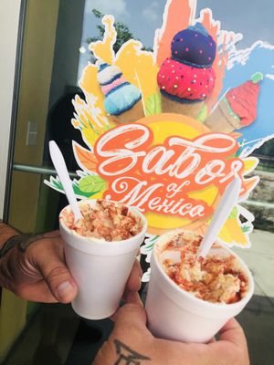 Corn in a Cup, vegan mayo & Parmesan cheese!  at Sabor of Mexico in Baytown