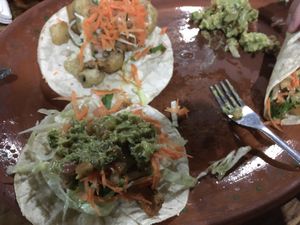 Crazy good mushroom tacos  at Alma y Manny  in Todos Santos