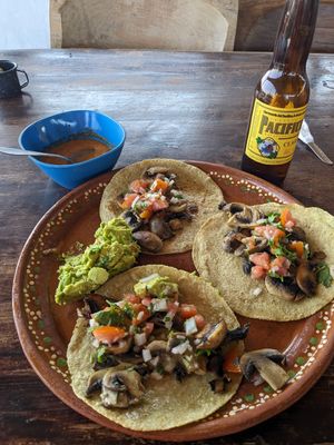 Mushroom tacos at Alma y Manny  in Todos Santos