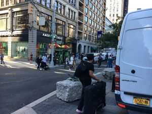 This gives you an idea what the cart looks like, taken from Union Sq. park across the street. at Green Gorilla Kitchen - Food Cart in New City