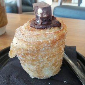 It's half muffin half croissant 😋 at Bean and Bread in Abergavenny