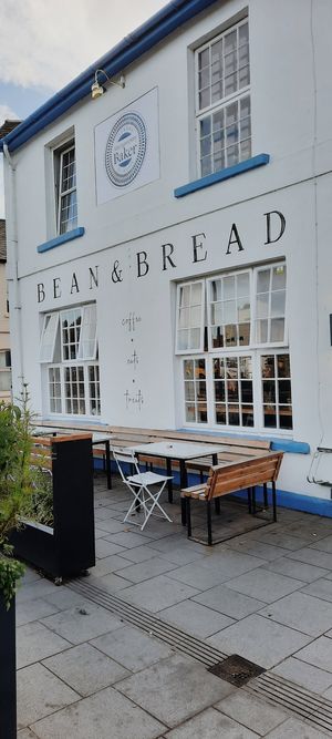 Outdoor seating at Bean and Bread in Abergavenny