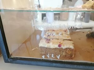 Vegan cakes at Bean and Bread in Abergavenny