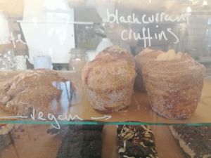 Vegan cakes at Bean and Bread in Abergavenny