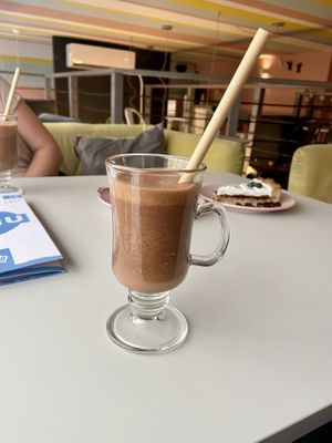 Hot chocolate with oat milk. 15 zł at Cakester Cafe in Krakow