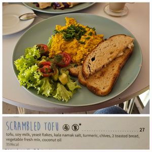 Gluten free toast. Strange tasting tofu scramble. at Cakester Cafe in Krakow