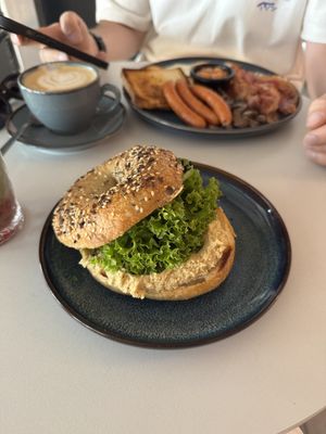 Avocado and houmous bagel  at Cakester Cafe in Krakow