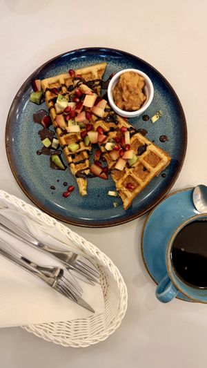 Waffles  at Cakester Cafe in Krakow