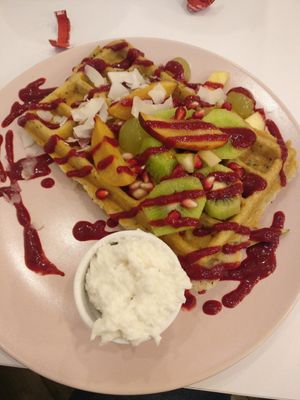 Waffles at Cakester Cafe in Krakow