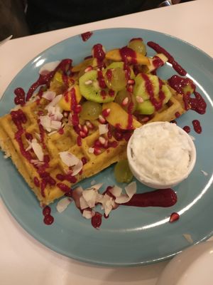 Waffles at Cakester Cafe in Krakow