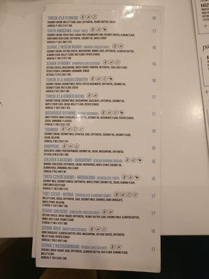 Cakes menu at Cakester Cafe in Krakow