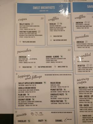 Menu - sweet breakfast options at Cakester Cafe in Krakow