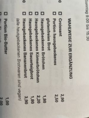 All breads are vegan but not the croissants  at Cafe Sehnsucht in Cologne