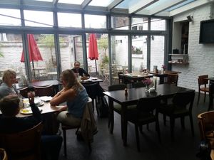 Inside seating (back) + outside options at Cafe Sehnsucht in Cologne