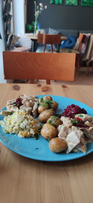 "Chicken" in parmesan "cheese" at Vegan Spot in Elblag