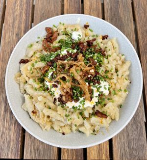 Halušky s kapustou  at VegGo Bistro in Zilina