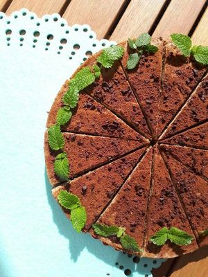 Raw cacao cake at VegGo Bistro in Zilina