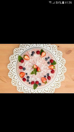 Strawberry cake at VegGo Bistro in Zilina