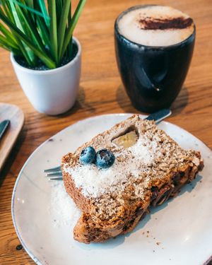 Big slice of banana bread from Iss Dich Glücklich. at Iss Dich Glücklich in Munich