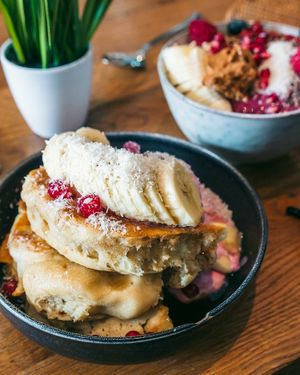 These were the fluffiest pancakes ever! at Iss Dich Glücklich in Munich