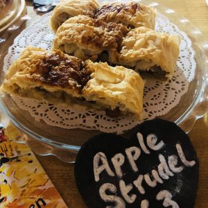 Vegan apple strudel.  at Redwing Gallery in Penzance