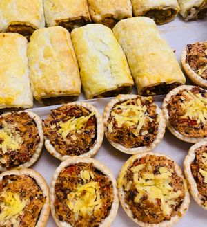 Vegan savouries.  at Redwing Gallery in Penzance