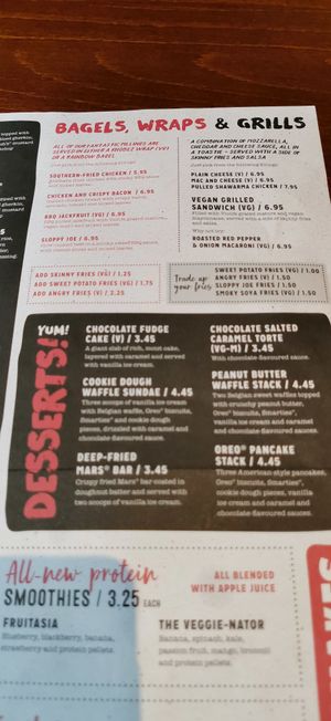 Menu at The Graduate in Sheffield