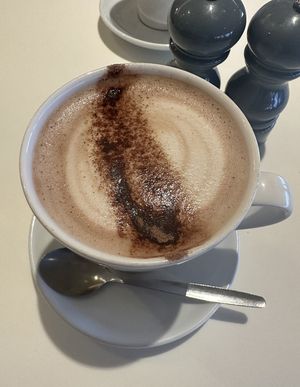 Vegan hot chocolate!  at Gylly Beach Cafe in Falmouth