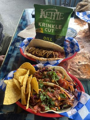 Tempeh tacos and Beyond sausage  at Off the Wagon in Brookings