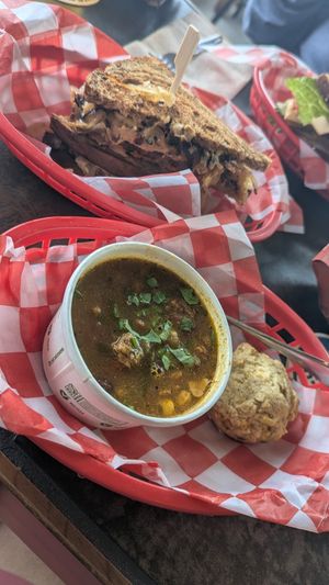 Rueben and soup at Off the Wagon in Brookings