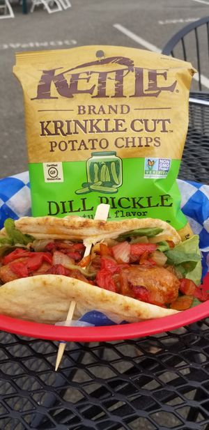 Beyond sausage with spicy kimchi at Off the Wagon in Brookings