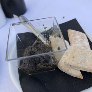 Bread and homemade black olive tapenade at Hotel Le Versailles  in Villefranche-sur-mer