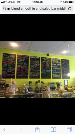 Menu at Blend Smoothie and Salad Bar in Middletown