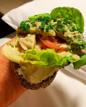 Avocado ‚egg’ sandwich - sooooo good! Only 5€! at Rohkosteria in Frankfurt