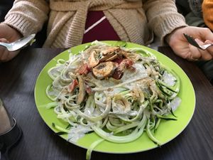 Spaghetti Cashewnara at Rohkosteria in Frankfurt