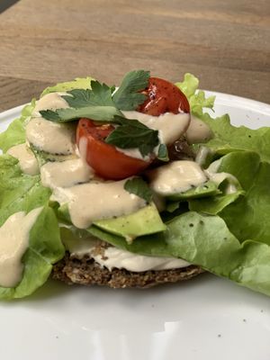 Avocado sandwich at Rohkosteria in Frankfurt