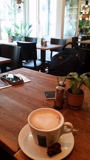 Lupinen Cappuccino  at Rohkosteria in Frankfurt