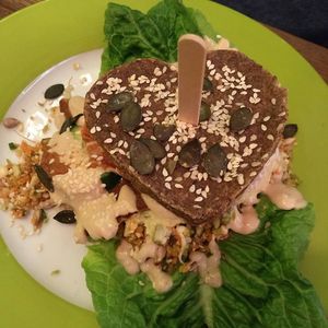 Burger so much love and effort put into it at Rohkosteria in Frankfurt