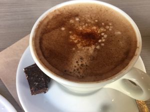 Lupin coffee with cashewmilk  at Rohkosteria in Frankfurt