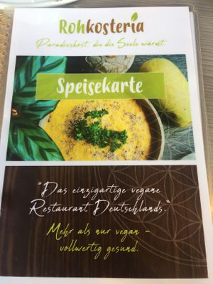 Menue at Rohkosteria in Frankfurt