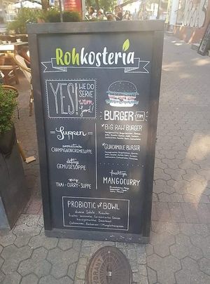 Menu at Rohkosteria in Frankfurt