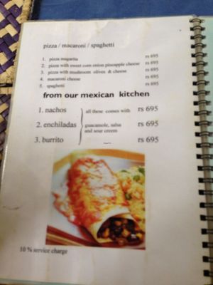 Jina's menu at Jina's in Unawatuna