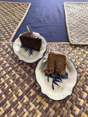 Vegan chocolate and fruit cake  at Jina's in Unawatuna
